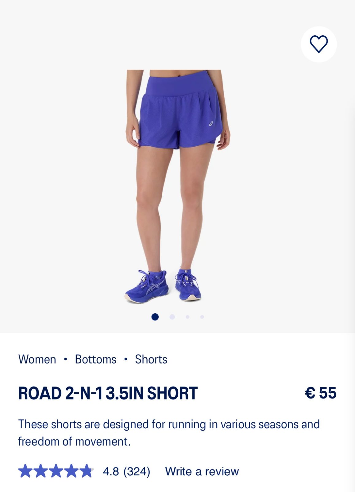 [Selling] [아식스] women's road 2in1 3.5 short